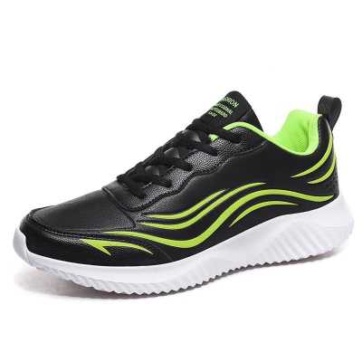 Man Lace up Vulcanized Shoes Comfortable Couple PU Fashion Black Non slip MD Sole Soft Casual