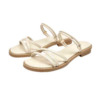 Beige High heels sandals women 2021 Summer shoes women Fashion Open toe Buckle sandals Casual Square heel female shoes