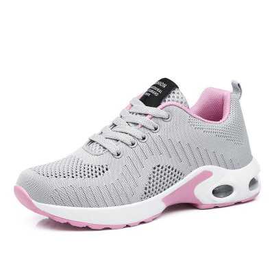 Fly Weave Platform Sneakers for Women Air Cushioning Black Flats Ladies Trainers Baskets Shoes Casual Breathable Mesh Sneakers