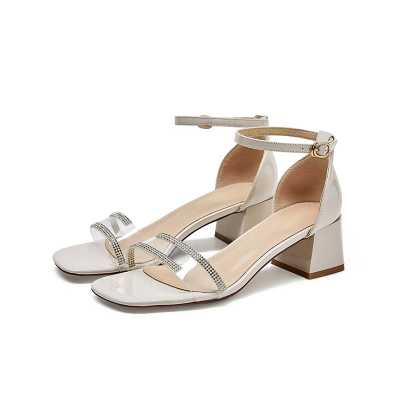 2021 Transparent Women's Sandals High Heels Summer Shoes for Lady Open Toes Buckle Crystal Decoration Female Shoes