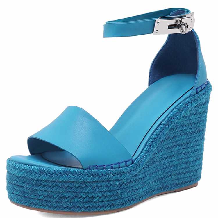 Espadrilles Wedges For Women High Heels Platform Sandals Buckle Ankle Strap Open Toe Summer Casual Shoes Sandales Femmes 2022