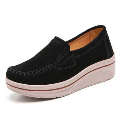 Outdoor Leisure Walking Shoes Spring Autumn New Platform Women Platform Mother Shoes Cowhide Middle Heel Non slip Woman's Shoes