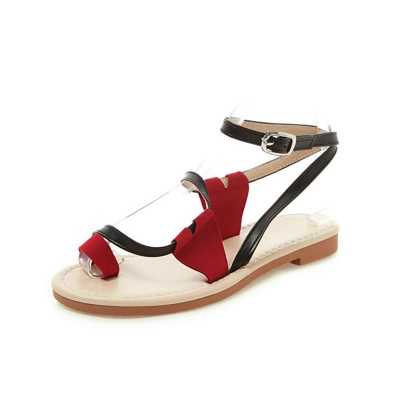 2021  summer new breathable pu European and American fashion simple and casual style to help low wild fashion casual sandals