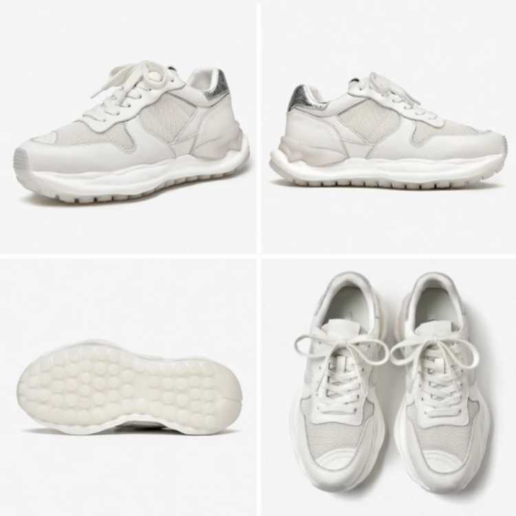 Women Platform Sneakers Cow Leather Fabric Round Toe Lace Up Breathable Casual  Shoes for Women Handmade 29404