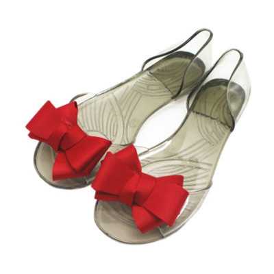Gladiator Sandals Real Sale Pvc Fish Mouth Flat Jelly Sandals with Toe Summer Beach Out Heel Bow Transparent Slippers 22