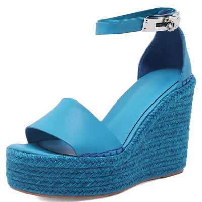Espadrilles Wedges For Women High Heels Platform Sandals Buckle Ankle Strap Open Toe Summer Casual Shoes Sandales Femmes 2022